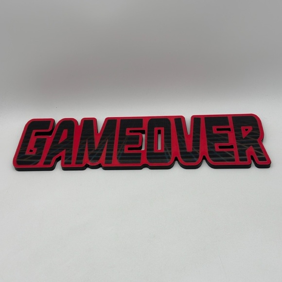 GAMEOVER Lenticular Wood Wall Shelf Sitter Wood Holographic Overlay - Picture 4 of 7